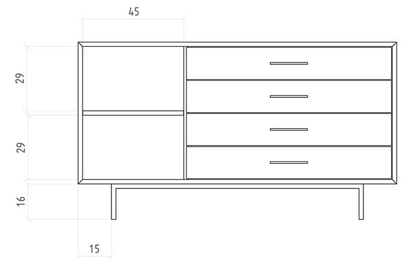 Нисък скрин от дъбова дървесина в естествен цвят 144x80 cm Abies - The Beds