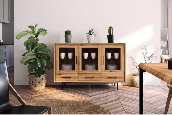 Витрина от дъбова дървесина в естествен цвят 144x95 cm Abies - The Beds