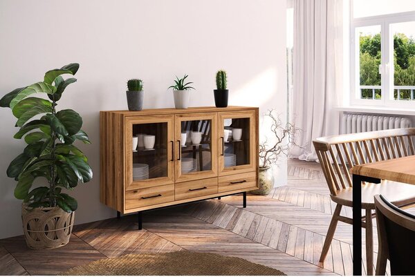Витрина от дъбова дървесина в естествен цвят 144x95 cm Abies - The Beds