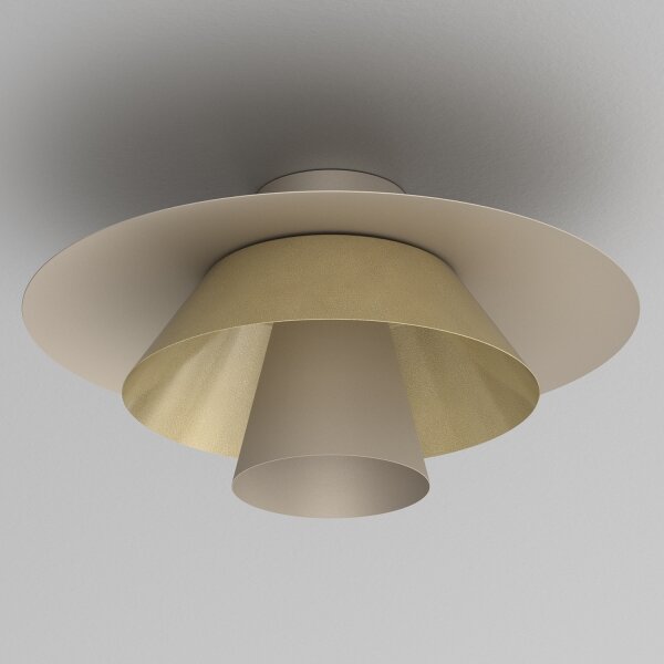 Потолно осветително тяло PLATO 1xE27/15W/230V Ø 32 см, бежово/златисто