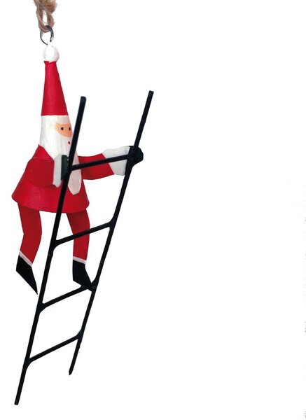 Висяща коледна украса Santa with Ladder - G-Bork