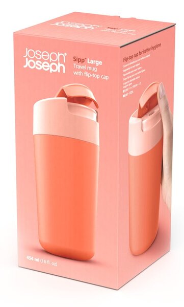 Оранжева чаша за пътуване 450 ml Sipp - Joseph Joseph