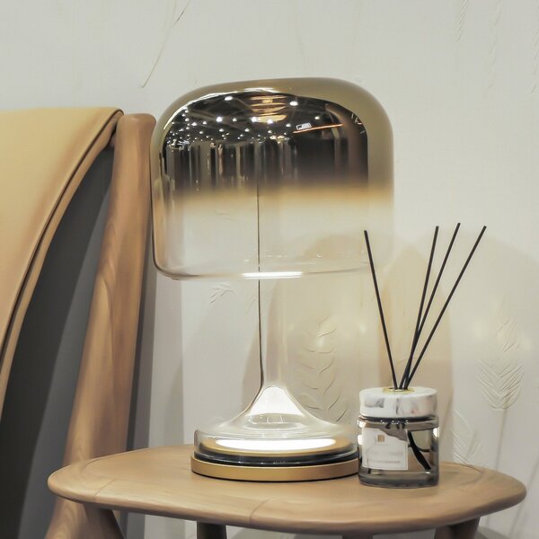 Maytoni LED настолна лампа Spirito, злато, стъкло, височина 42 cm, Злато / месинг, Дневна/трапезария, Стъкло