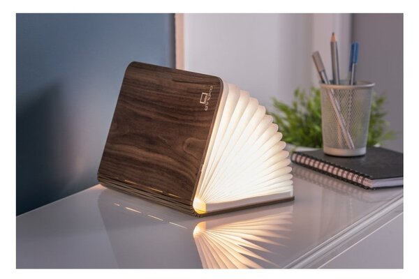 Кафява LED настолна лампа с текстилен абажур (височина 2,5 cm) Booklight – Gingko