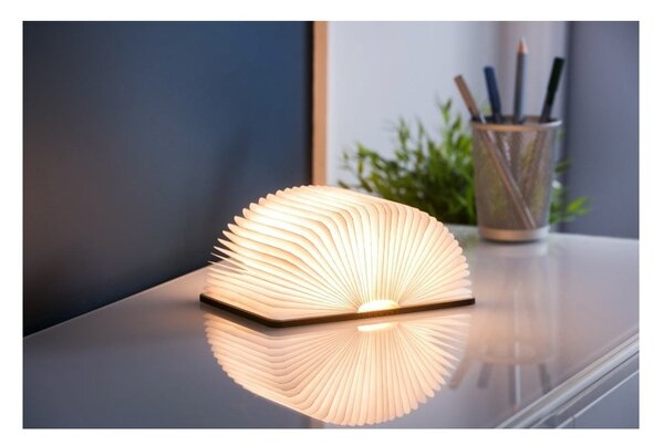 Кафява LED настолна лампа с текстилен абажур (височина 2,5 cm) Booklight – Gingko