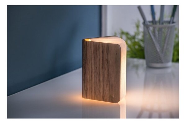 Кафява LED настолна лампа с текстилен абажур (височина 2,5 cm) Booklight – Gingko