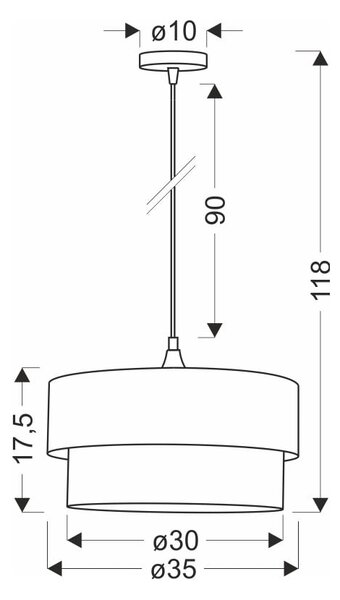 Висяща лампа в цвят петрол/черно с текстилен абажур ø 35 cm Solanto - Candellux Lighting