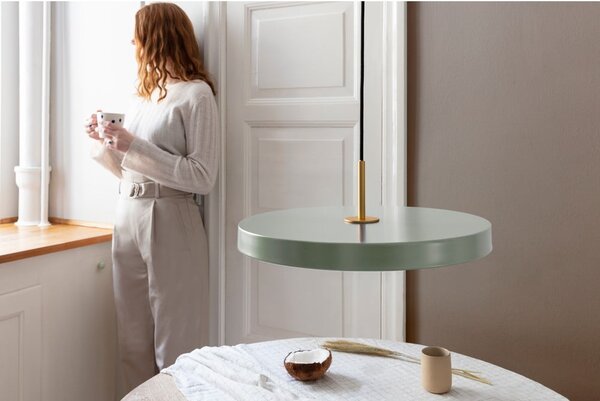 Светлозелена LED лампа за окачване с метален абажур ø 43 cm Asteria - UMAGE