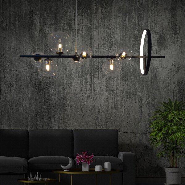 LED Пендел HYBRID LED/15W/230V + 7xG9/6W 4000K черен
