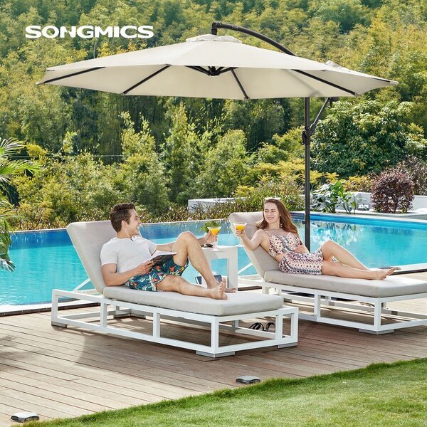 SONGMICS чадър 300 см със стойка UV защита до UPF 50+ - Бежов