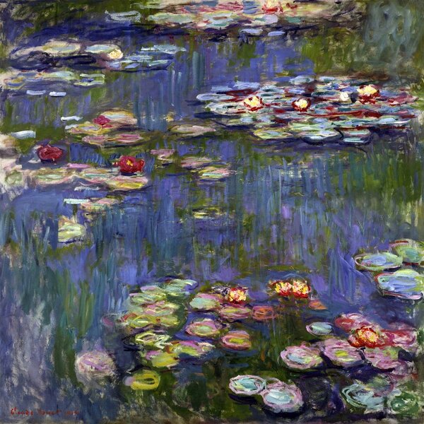 Репродукция на картина на Клод Моне - , 50 x 50 cm Water Lilies - Fedkolor