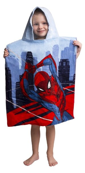 Синьо и червено детско пончо от хавлиена материя Spider-Man - Jerry Fabrics