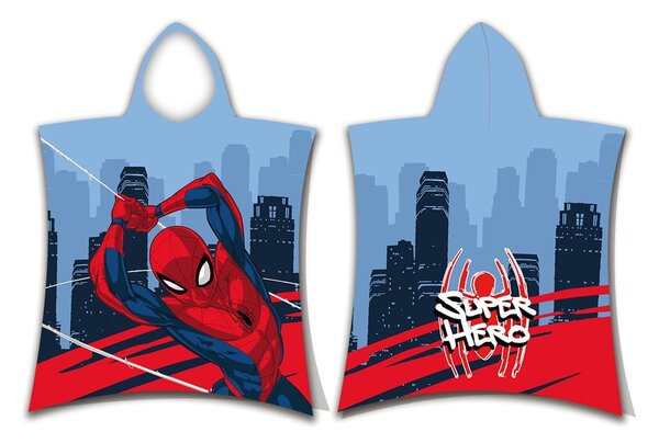 Синьо и червено детско пончо от хавлиена материя Spider-Man - Jerry Fabrics