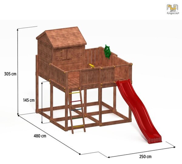 Детска площадка с къщичка и пързалка - Fungoo My Space XL
