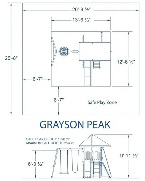 Кула за игра Grayson Peak с люлки, пързалка и стена за катерене