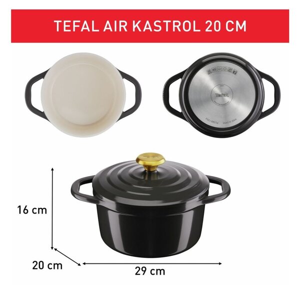 Алуминиев съд с незалепващо покритие с капак за индукция 3,1 л Air - Tefal