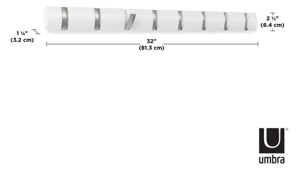 Бяла стенна закачалка от тополово дърво Flip - Umbra