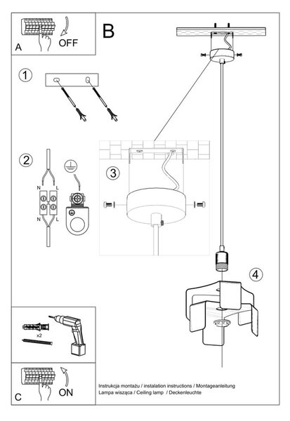 Черно висящо осветително тяло с метален абажур ø 24 cm Rossario – Nice Lamps