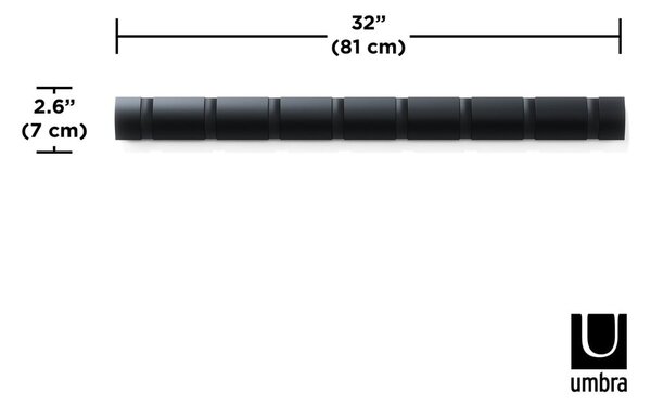 Черна стенна закачалка от ясенова дървесина Flip - Umbra