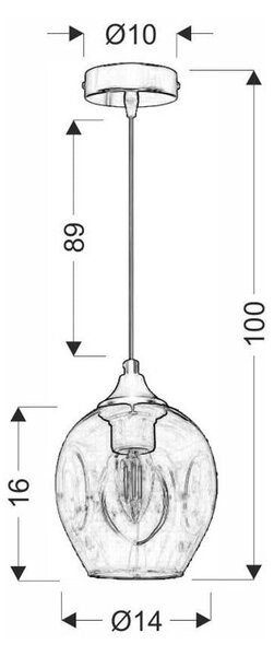 Черна висяща лампа със стъклен абажур ø 14 cm Aspa - Candellux Lighting