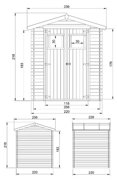 Барака - 220 x 220 см – 4 м2