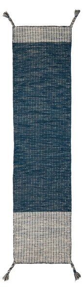 Син вълнен мокет Anu, 60 x 200 cm Indira - Flair Rugs