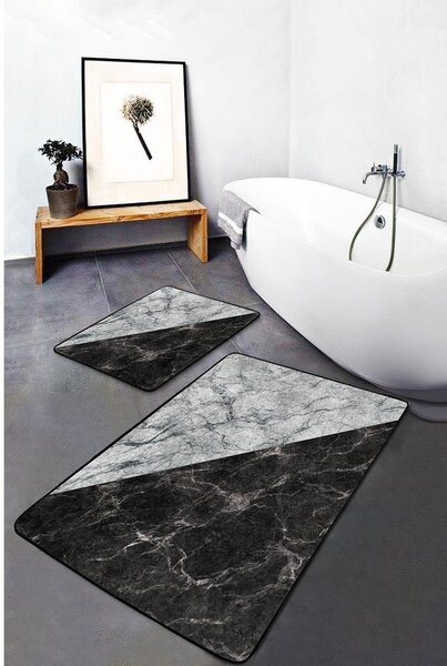 Черно-бели изтривалки за баня в комплект от 2 броя 60x100 cm - Mila Home