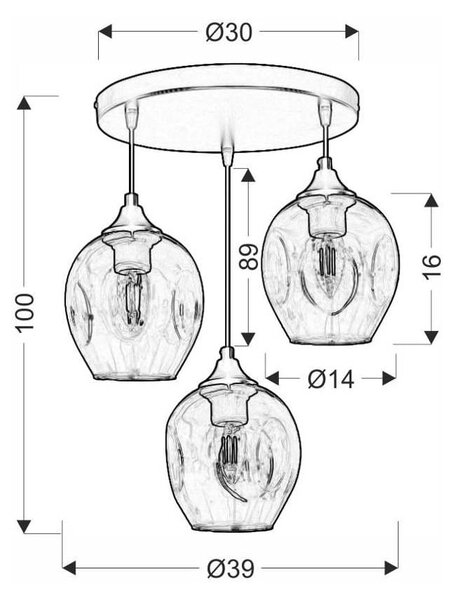 Черно висящо осветително тяло със стъклен абажур Aspa - Candellux Lighting