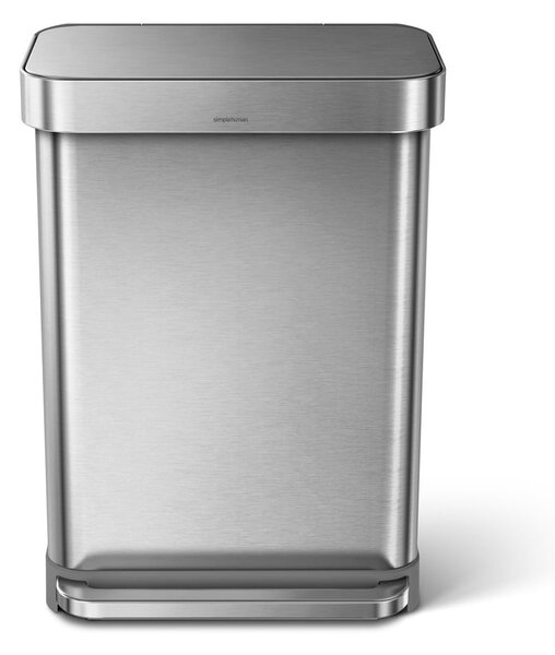 Stříbrný pedálový odpadkový koš simplehuman, 55 l