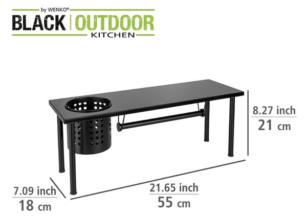 Черен кухненски рафт с държач за кухненски ролки Blanco Black Outdoor Kitchen Blanco - Wenko