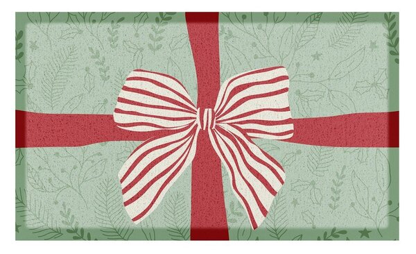 Изтривалка с коледен мотив от рециклирана пластмаса 40x70 cm Red & White Stripe Bow – Artsy Doormats