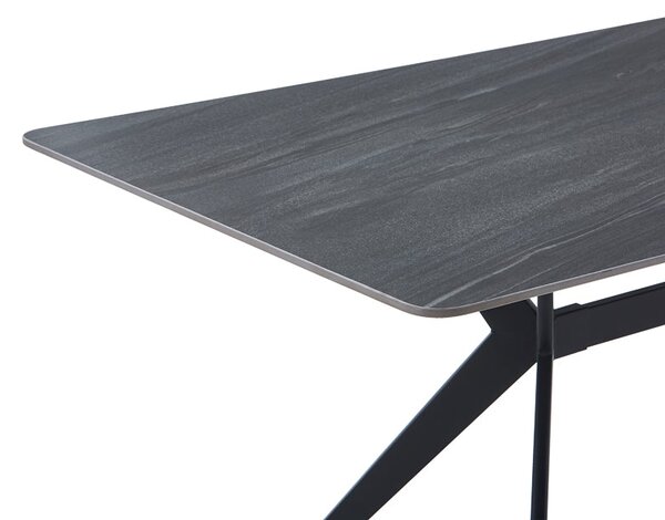 Маса OLIVET от mdf - плот с мраморна имитация - черен метален крак 180x90x76см