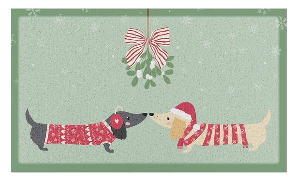 Изтривалка с коледен мотив от рециклирана пластмаса 40x70 cm Christmas Sausage Dogs – Artsy Doormats