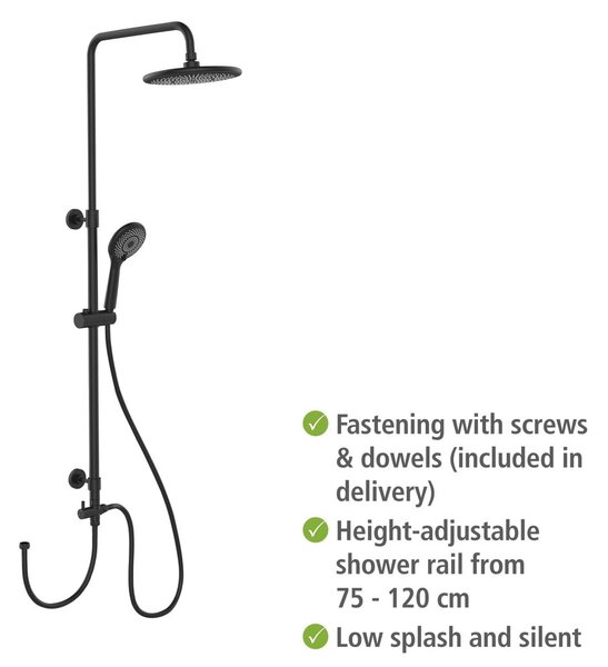 Комплект за душ от черна неръждаема стомана 120cm Water Saving - Wenko