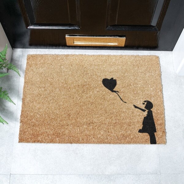 Изтривалка от кокосови влакна 40x60 cm Girl With a Ballon – Artsy Doormats