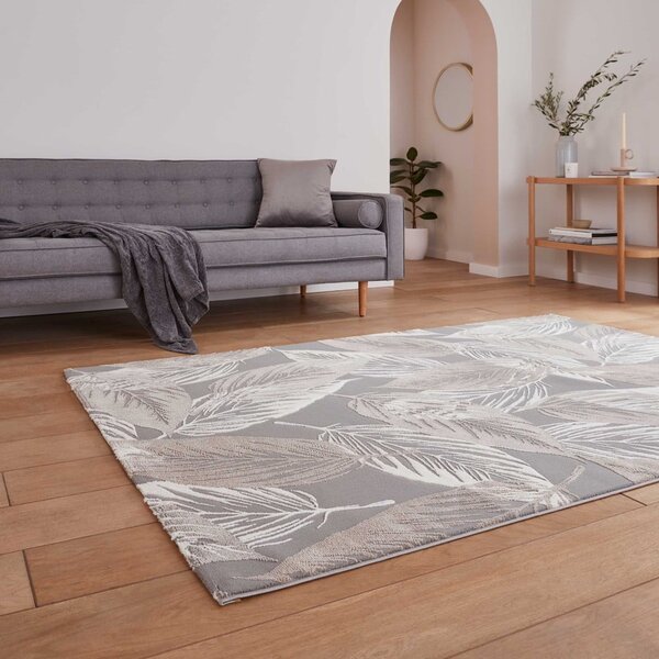 Сив килим от рециклирани влакна подходящ за пране 120x170 cm Flores – Think Rugs