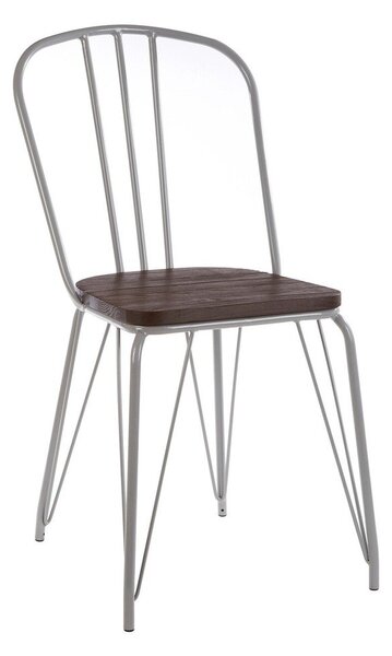 Сив/в тъмно естествен цвят трапезен стол от масивен бряст District – Premier Housewares