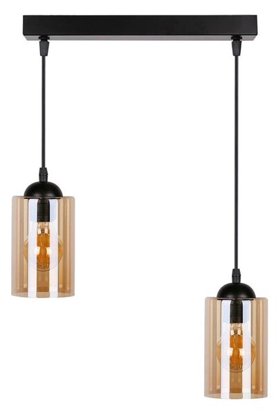 Черна висяща лампа със стъклен абажур 10x34 cm Bistro - Candellux Lighting