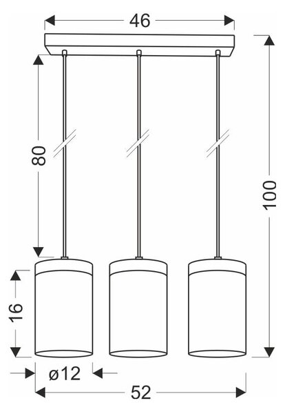 Висяща лампа със стъклен абажур в черно-природен цвят ø 12 cm Wels - Candellux Lighting