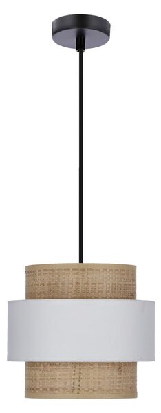 Висяща лампа с абажур от ратан в бял и естествен цвят ø 20 cm Rattan - Candellux Lighting