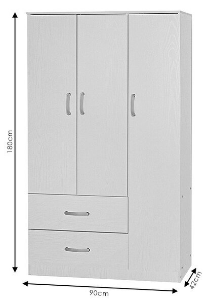 Шкаф Зелия с 2 врати и чекмеджета цвят венге 90x42x180см