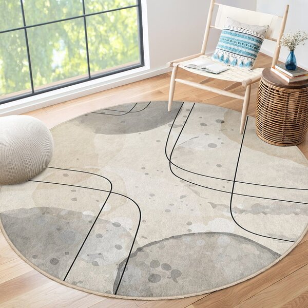 Бежов кръгъл килим подходящ за пране ø 100 cm Simple Lines – Mila Home