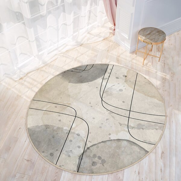 Бежов кръгъл килим подходящ за пране ø 100 cm Simple Lines – Mila Home