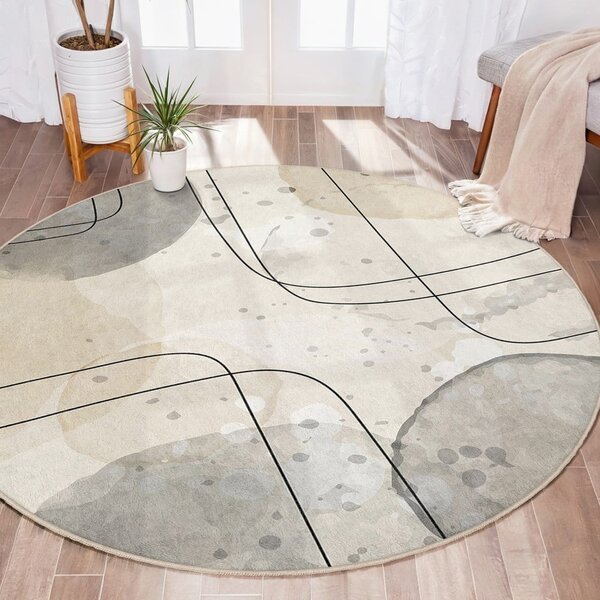 Бежов кръгъл килим подходящ за пране ø 100 cm Simple Lines – Mila Home