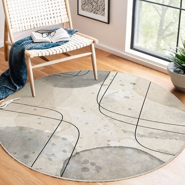 Бежов кръгъл килим подходящ за пране ø 100 cm Simple Lines – Mila Home