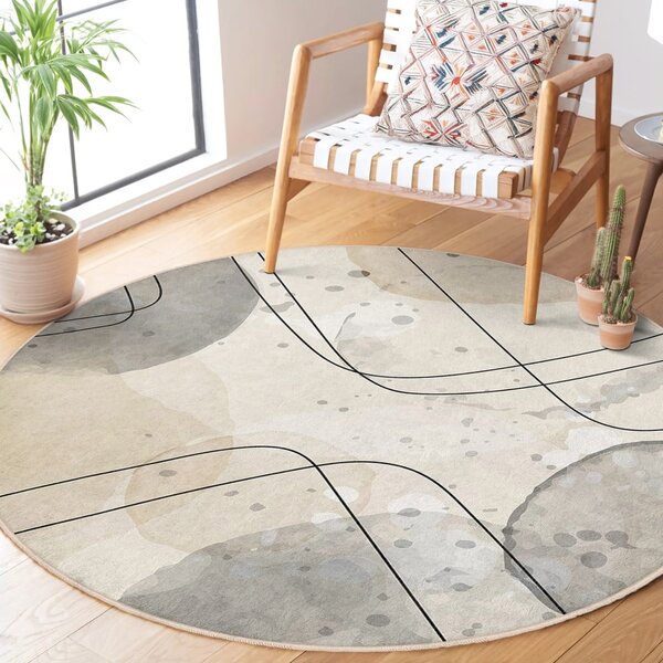 Бежов кръгъл килим подходящ за пране ø 100 cm Simple Lines – Mila Home