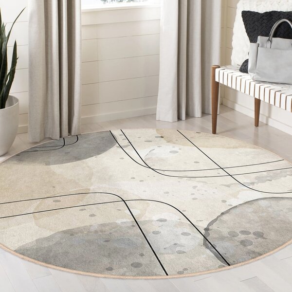 Бежов кръгъл килим подходящ за пране ø 100 cm Simple Lines – Mila Home