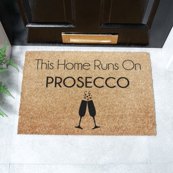 Изтривалка от кокосови влакна 40x60 cm This Home Runs On Prosecco – Artsy Doormats