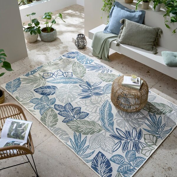 Зелено-син килим за открито и закрито 120x170 cm Bella Leaf – Flair Rugs
