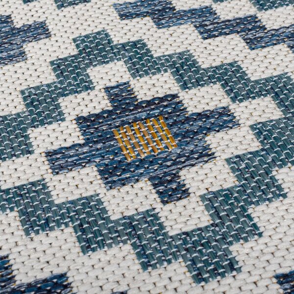 Жълто-син кръгъл килим за открито и закрито ø 160 cm Zia Trellis – Flair Rugs